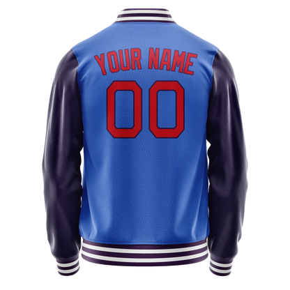 Custom Electric-Blue Purple Solid Color Varsity Letterman Jacket