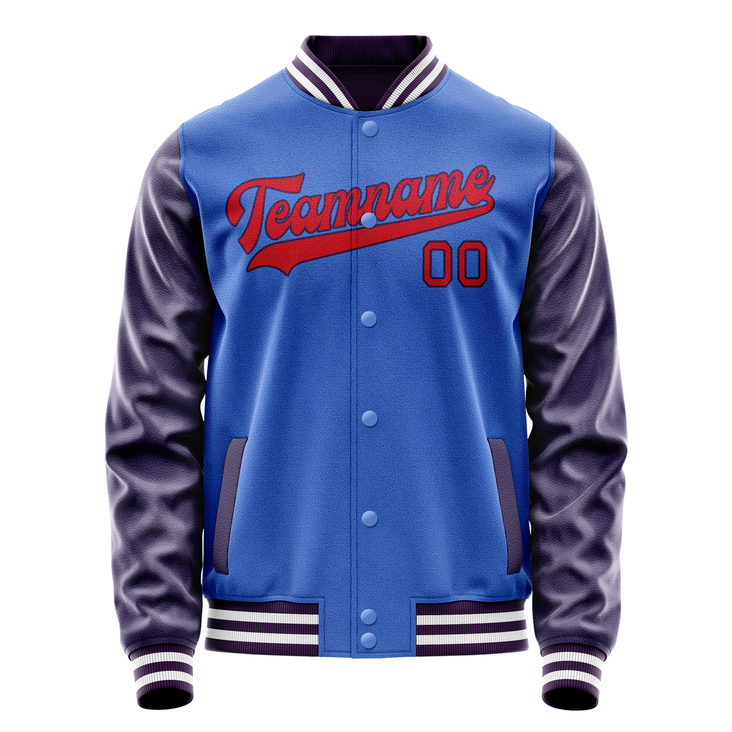 Custom Electric-Blue Purple Solid Color Varsity Letterman Jacket