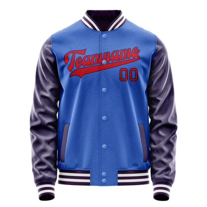 Custom Electric-Blue Purple Solid Color Varsity Letterman Jacket