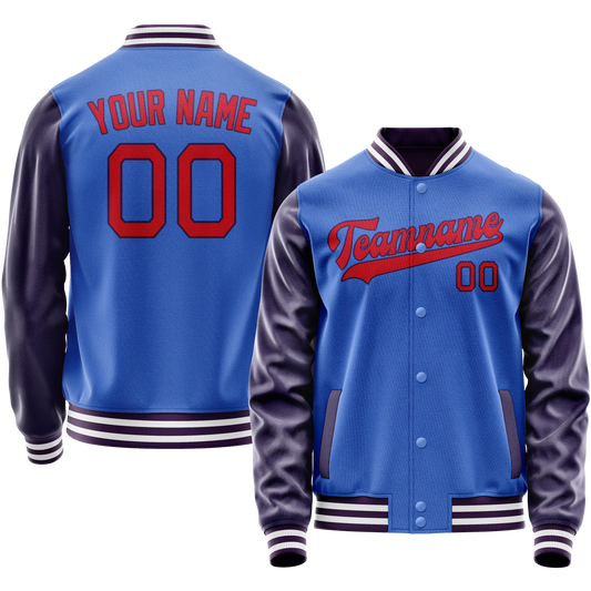 Custom Electric-Blue Purple Solid Color Varsity Letterman Jacket