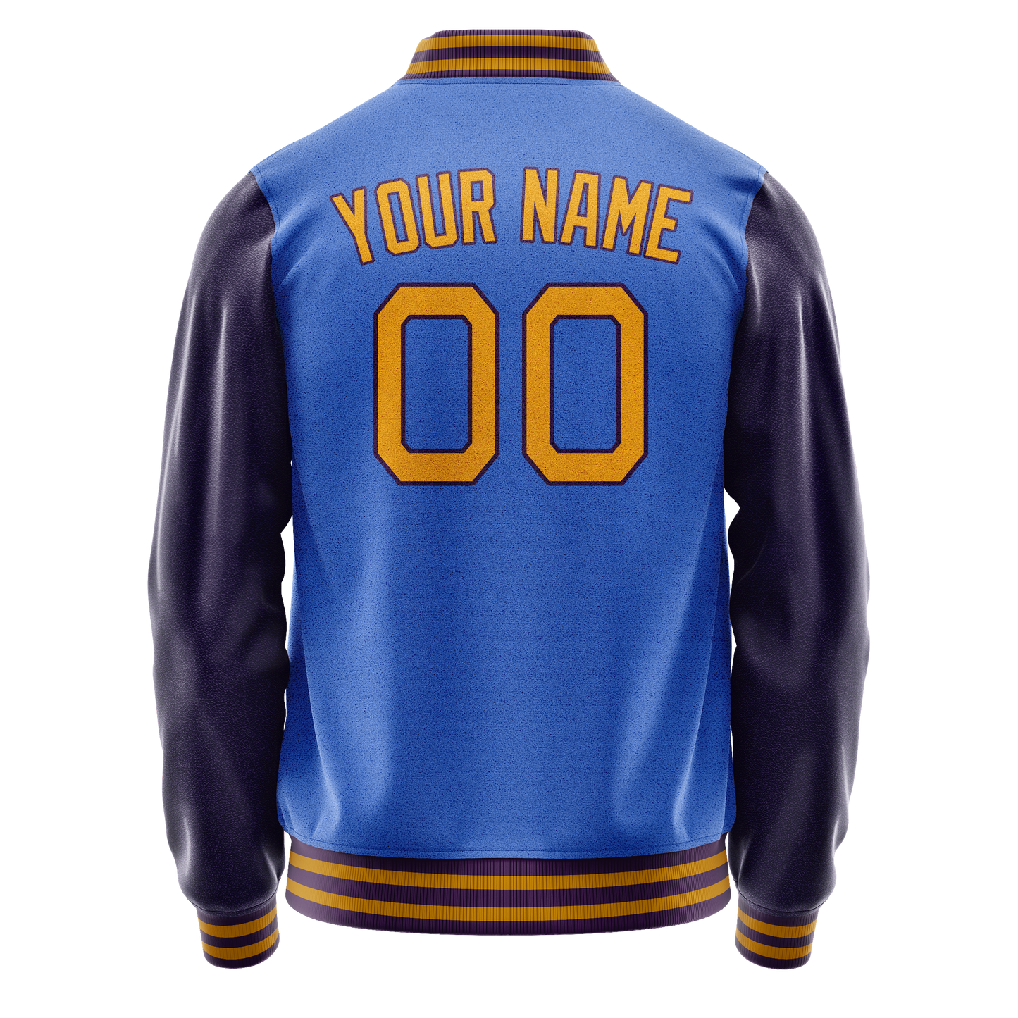 Custom Electric-Blue Purple Solid Color Varsity Letterman Jacket