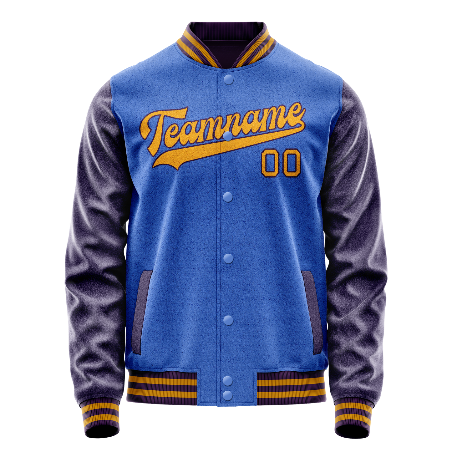 Custom Electric-Blue Purple Solid Color Varsity Letterman Jacket
