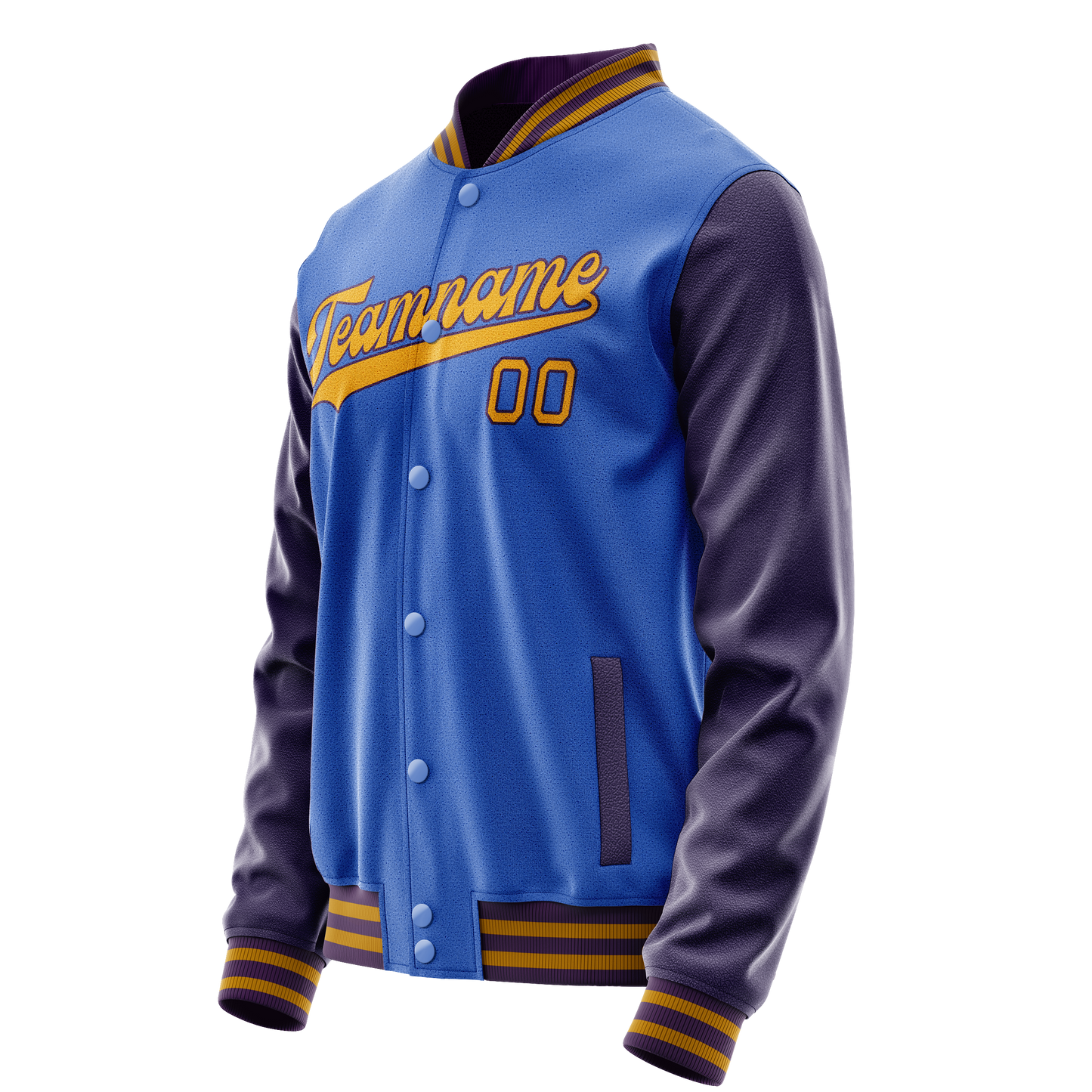 Custom Electric-Blue Purple Solid Color Varsity Letterman Jacket
