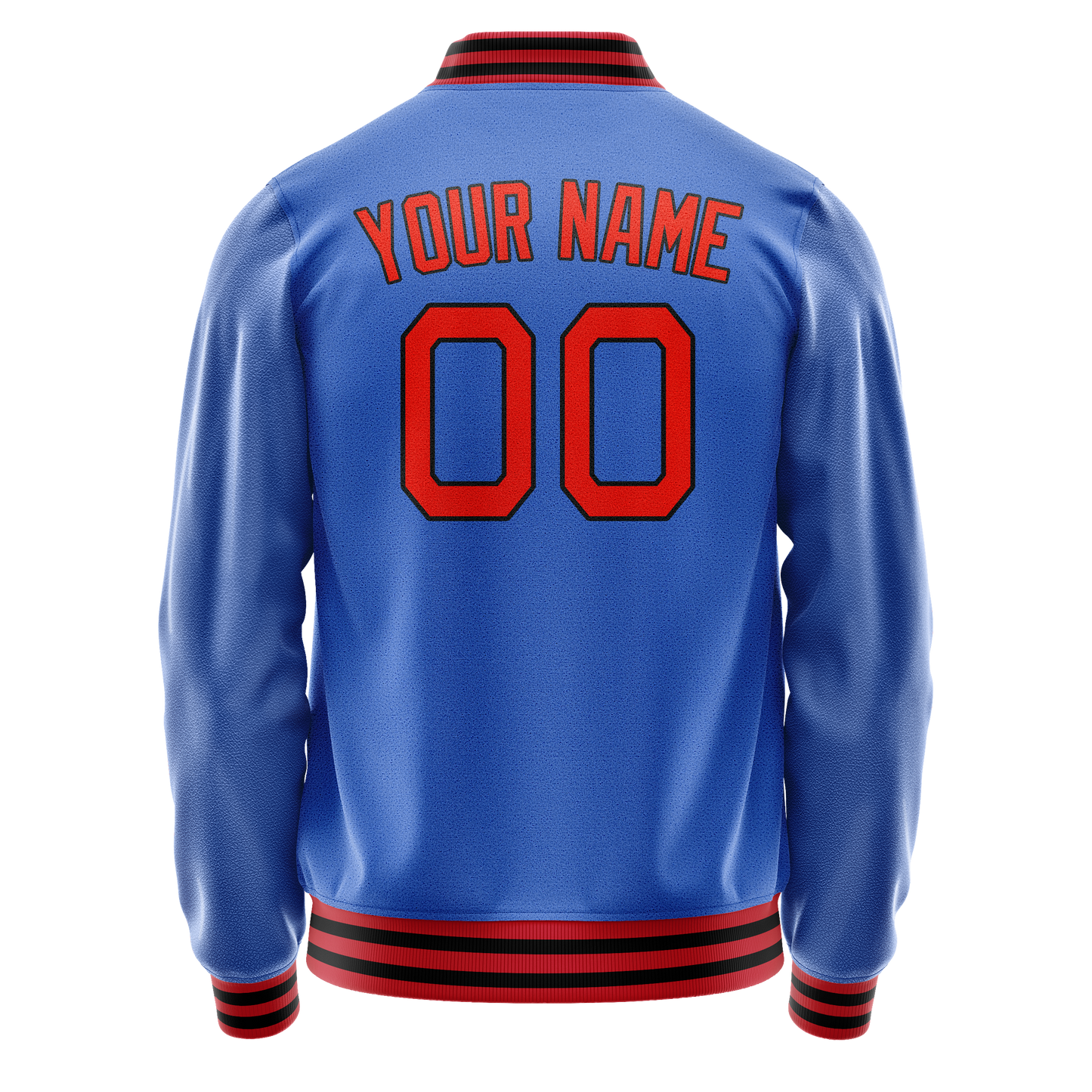 Custom Electric-Blue Orange Solid Color Varsity Letterman Jacket