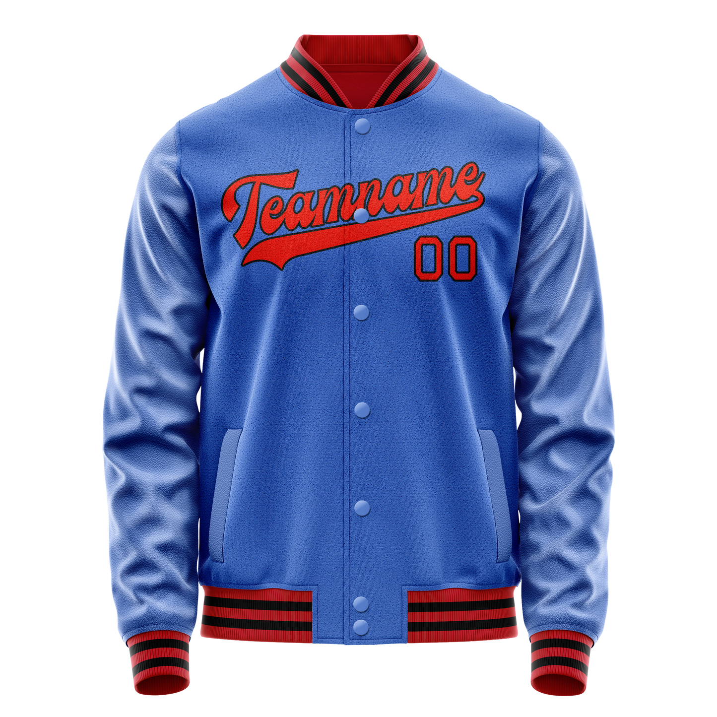 Custom Electric-Blue Orange Solid Color Varsity Letterman Jacket