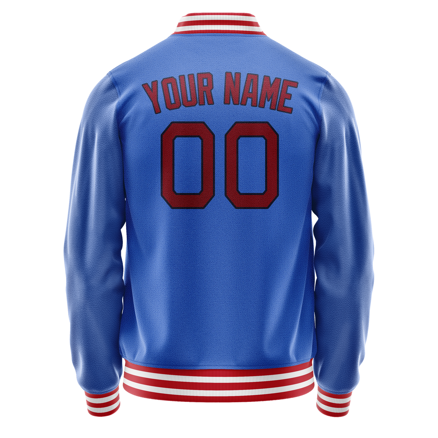 Custom Electric-Blue Crimson Solid Color Varsity Letterman Jacket