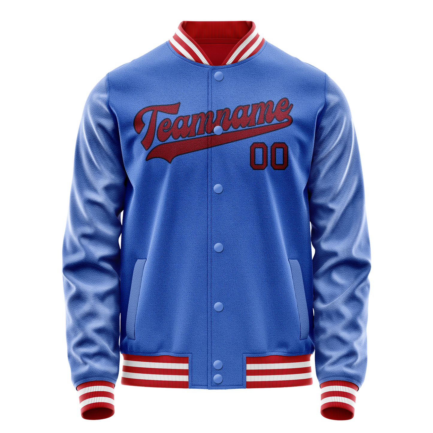Custom Electric-Blue Crimson Solid Color Varsity Letterman Jacket