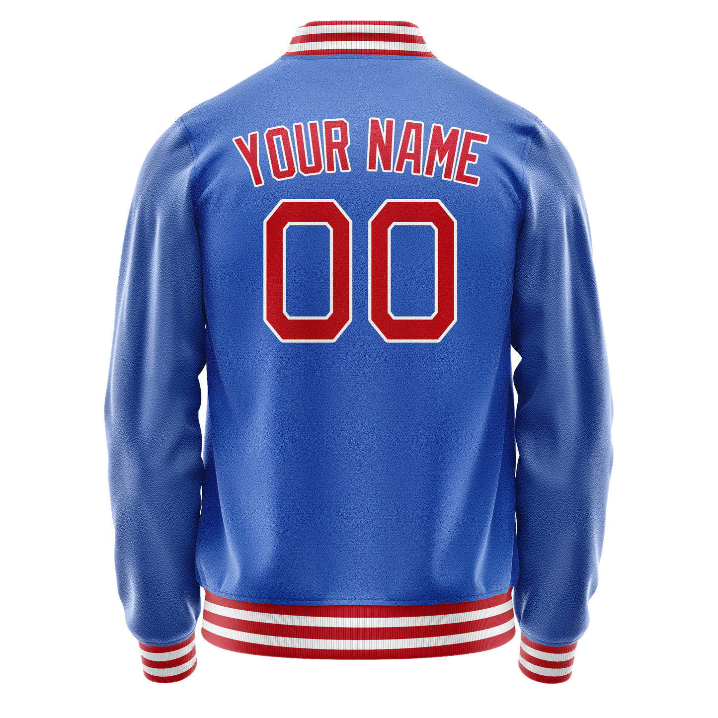 Custom Electric-Blue Crimson Solid Color Varsity Letterman Jacket