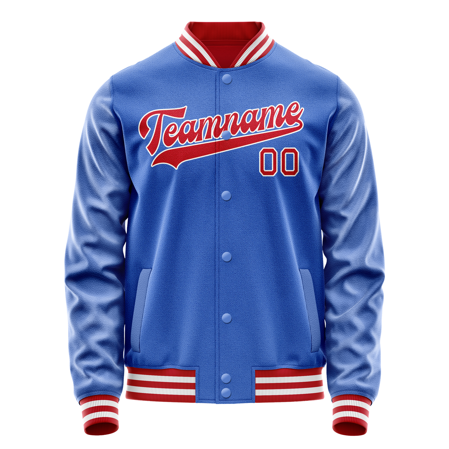 Custom Electric-Blue Crimson Solid Color Varsity Letterman Jacket
