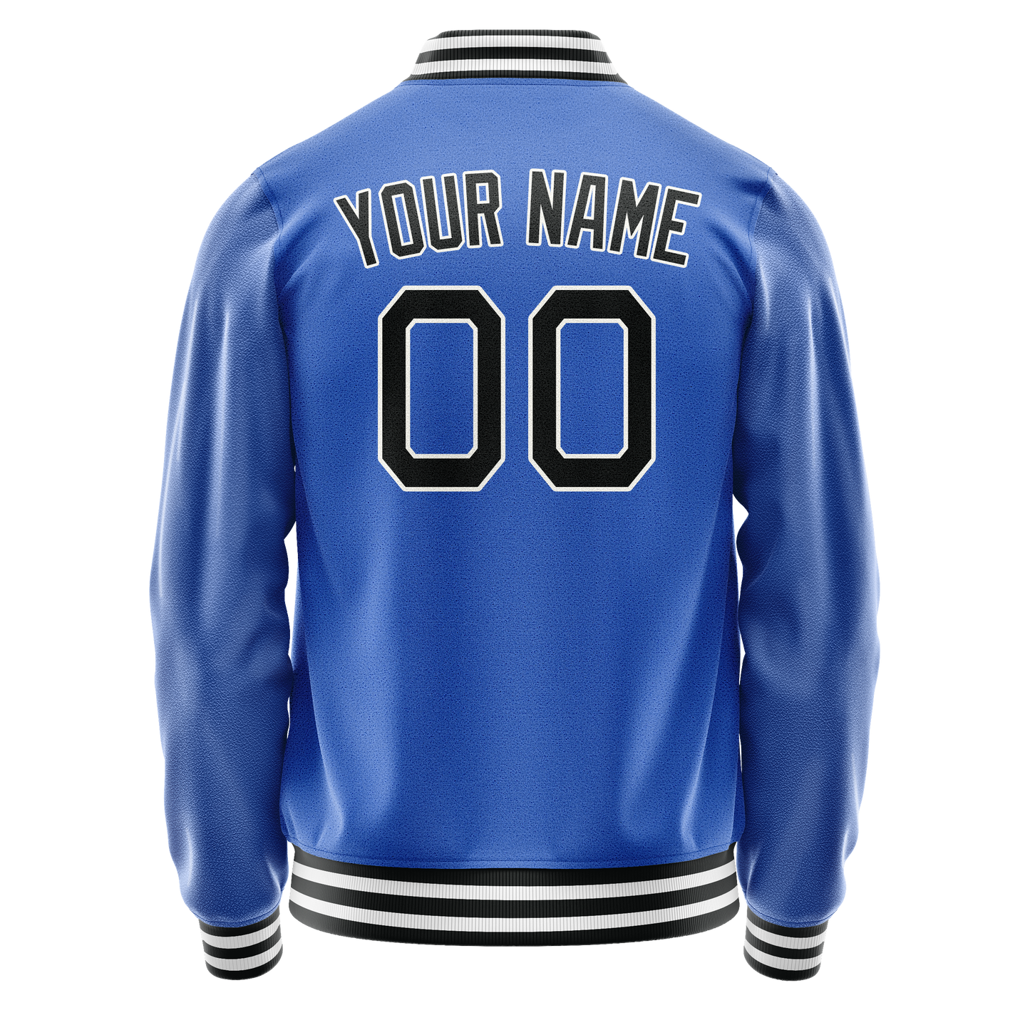 Custom Electric-Blue Black Solid Color Varsity Letterman Jacket