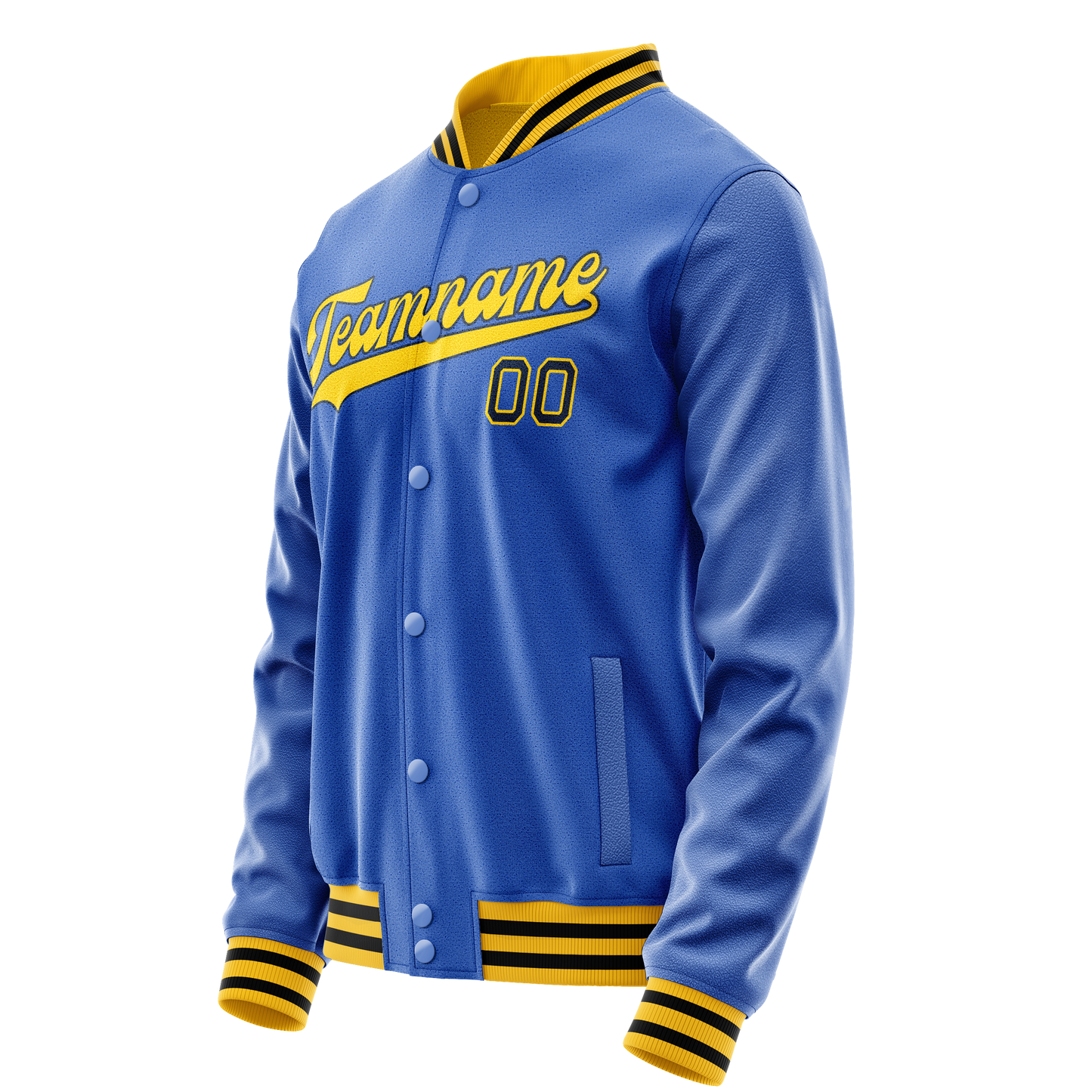Custom Electric-Blue Gold Solid Color Varsity Letterman Jacket