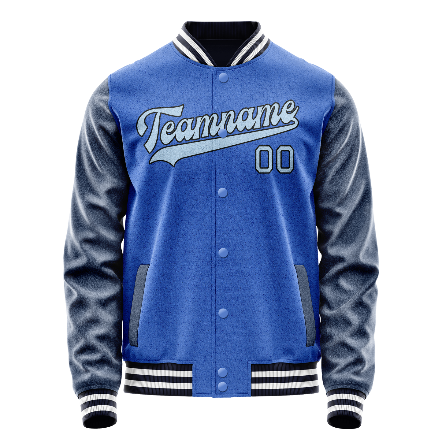 Custom Electric-Blue Navy Solid Color Varsity Letterman Jacket
