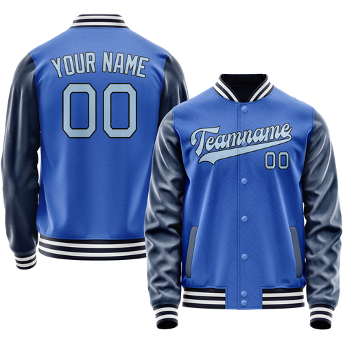 Custom Electric-Blue Navy Solid Color Varsity Letterman Jacket