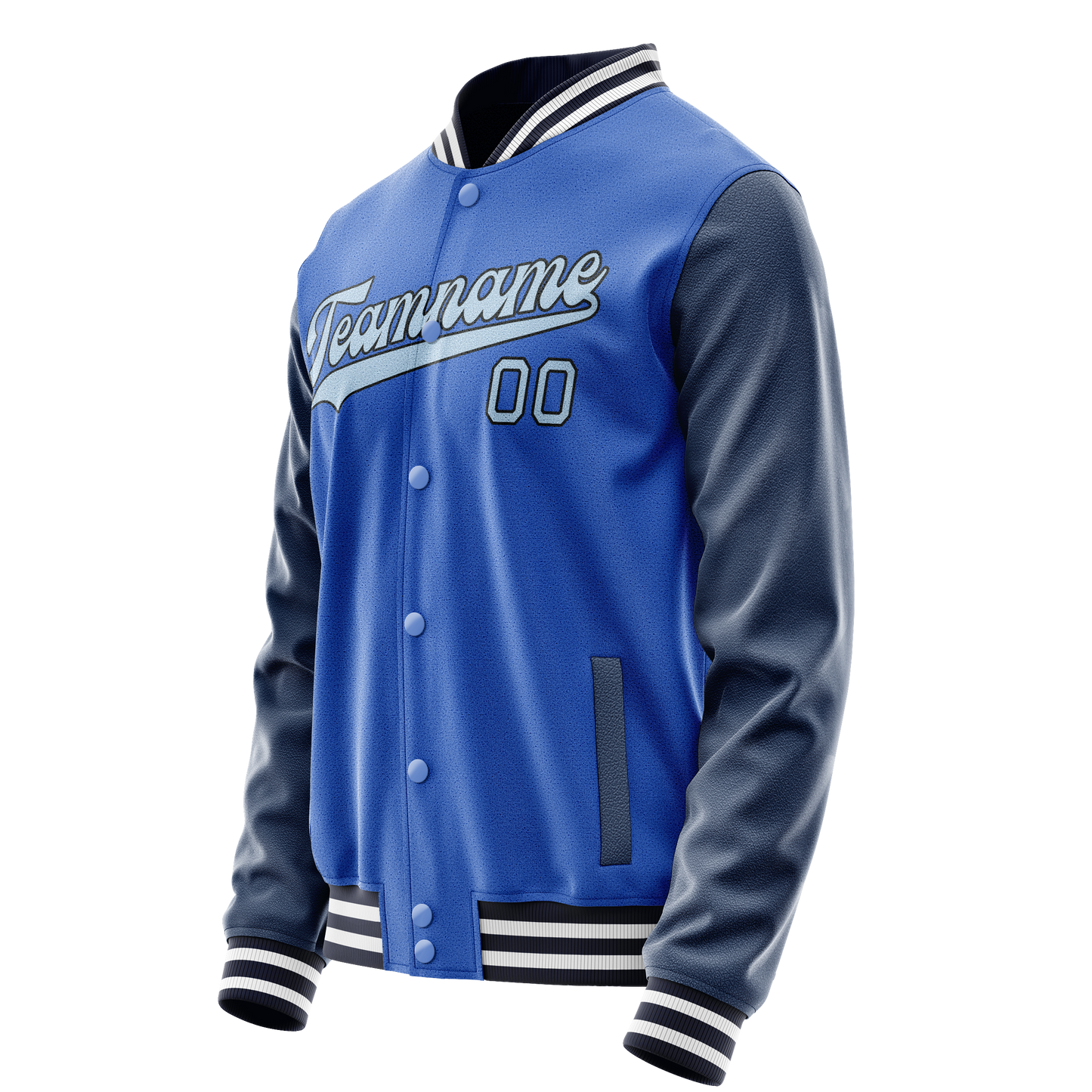 Custom Electric-Blue Navy Solid Color Varsity Letterman Jacket