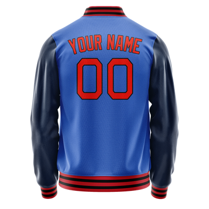 Custom Electric-Blue Navy Solid Color Varsity Letterman Jacket