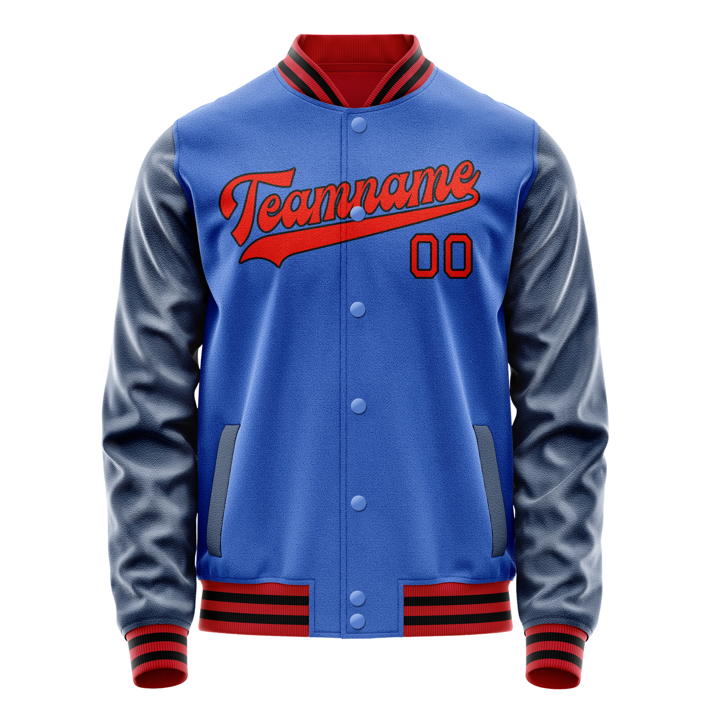 Custom Electric-Blue Navy Solid Color Varsity Letterman Jacket