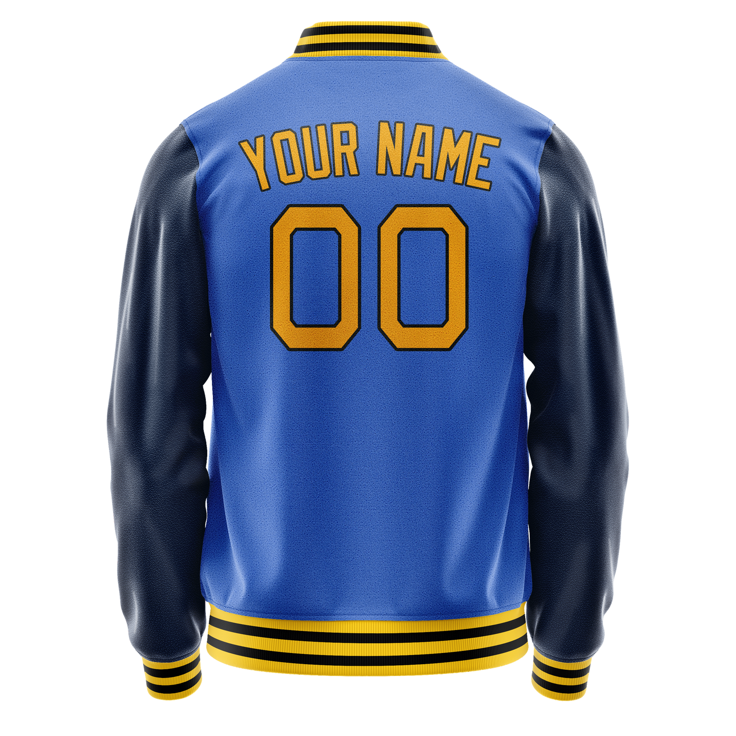 Custom Electric-Blue Navy Solid Color Varsity Letterman Jacket