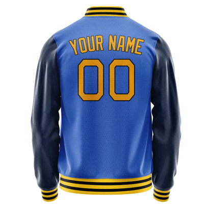 Custom Electric-Blue Navy Solid Color Varsity Letterman Jacket