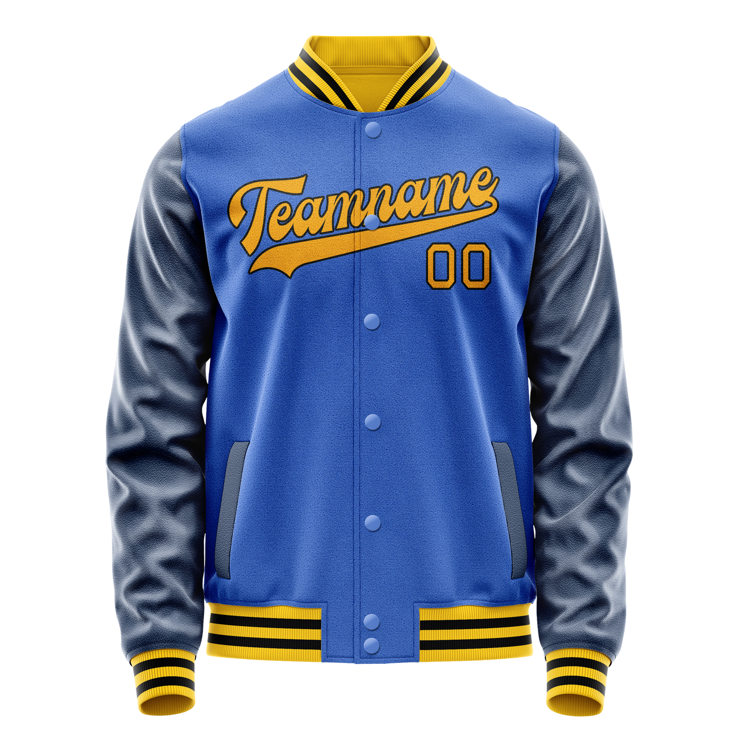 Custom Electric-Blue Navy Solid Color Varsity Letterman Jacket