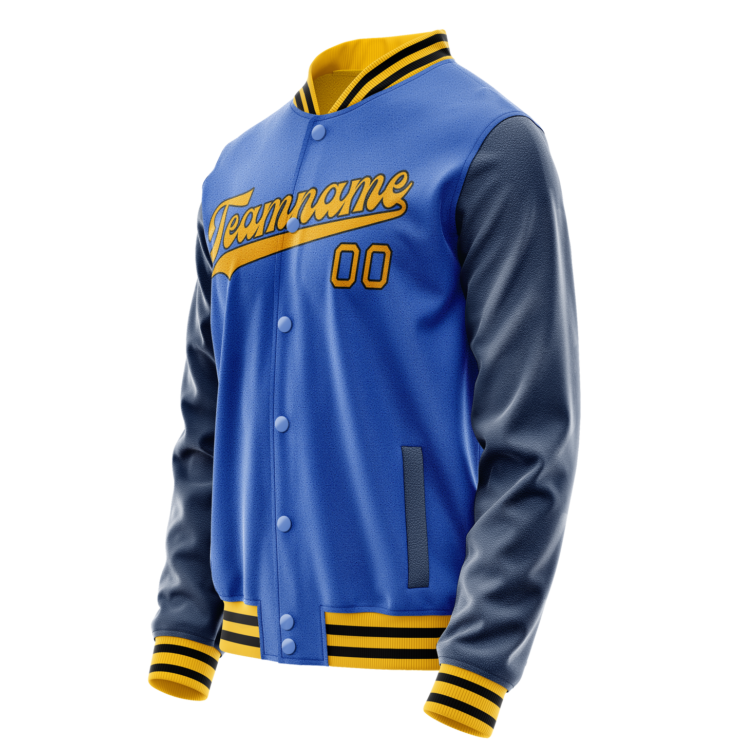 Custom Electric-Blue Navy Solid Color Varsity Letterman Jacket
