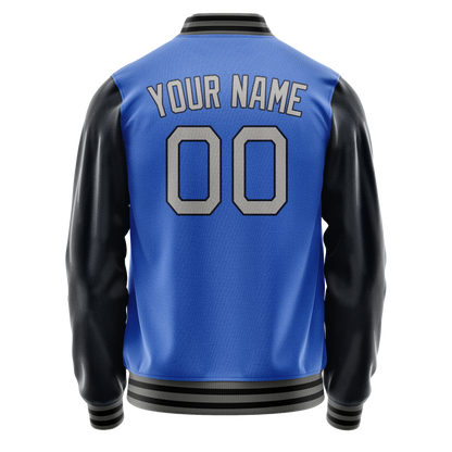 Custom Electric-Blue Navy Solid Color Varsity Letterman Jacket