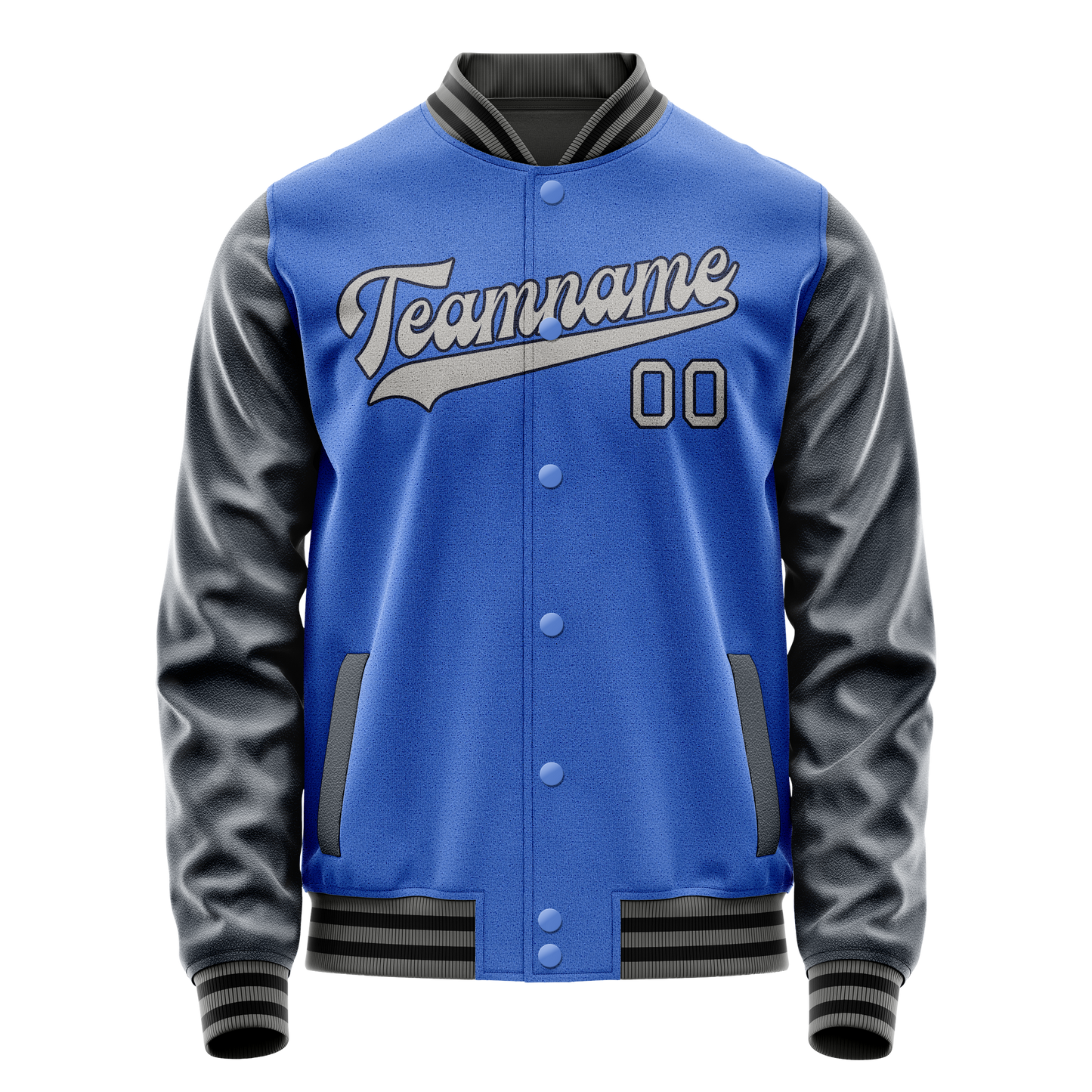 Custom Electric-Blue Navy Solid Color Varsity Letterman Jacket