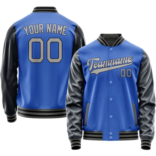 Custom Electric-Blue Navy Solid Color Varsity Letterman Jacket