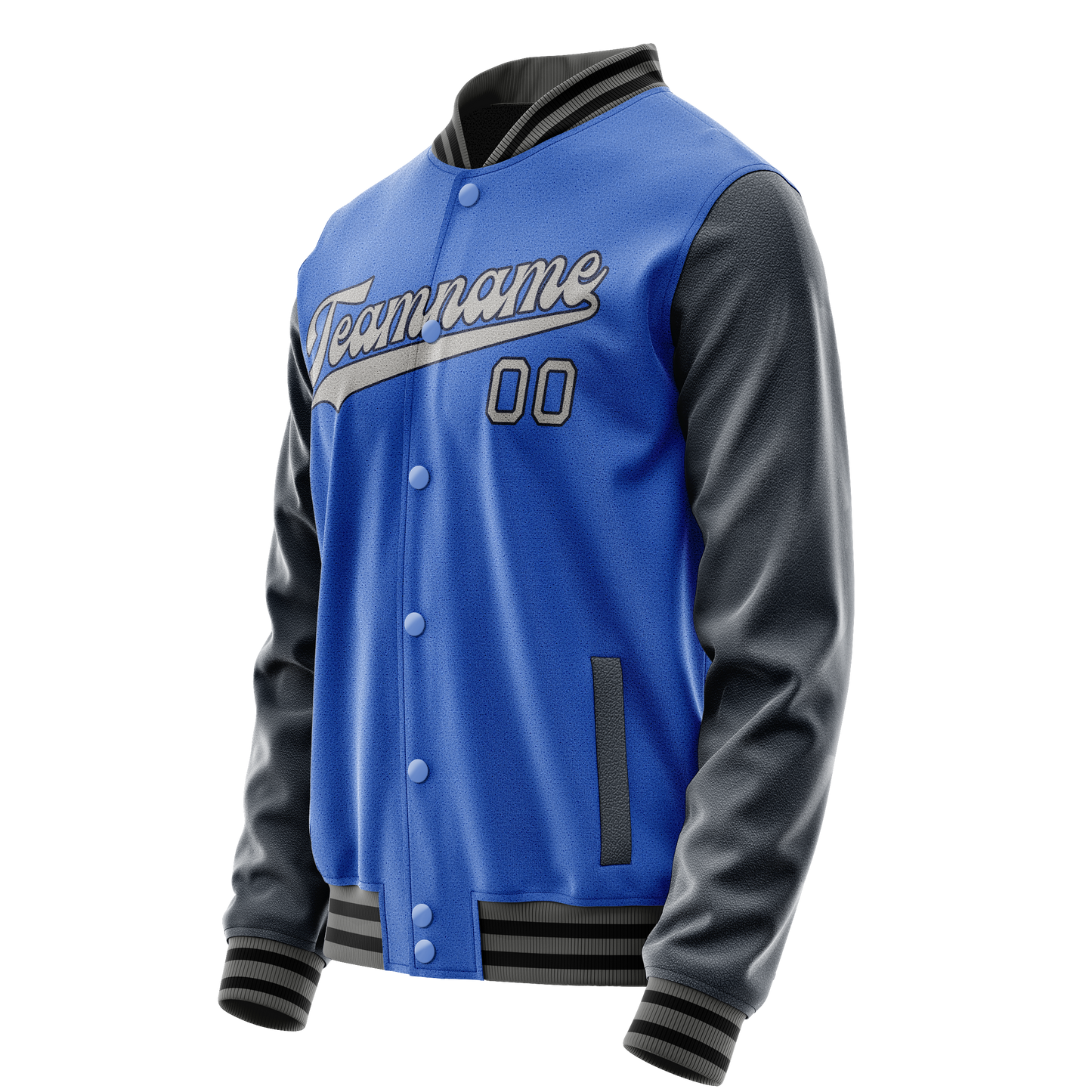 Custom Electric-Blue Navy Solid Color Varsity Letterman Jacket
