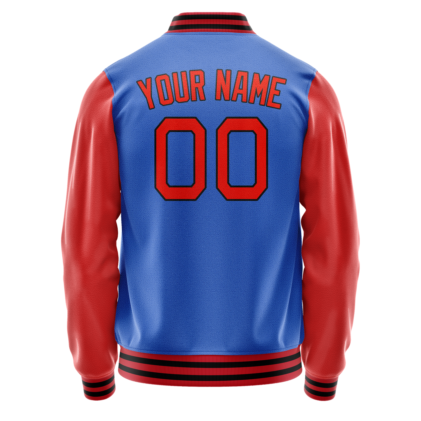 Custom Electric-Blue Orange Solid Color Varsity Letterman Jacket