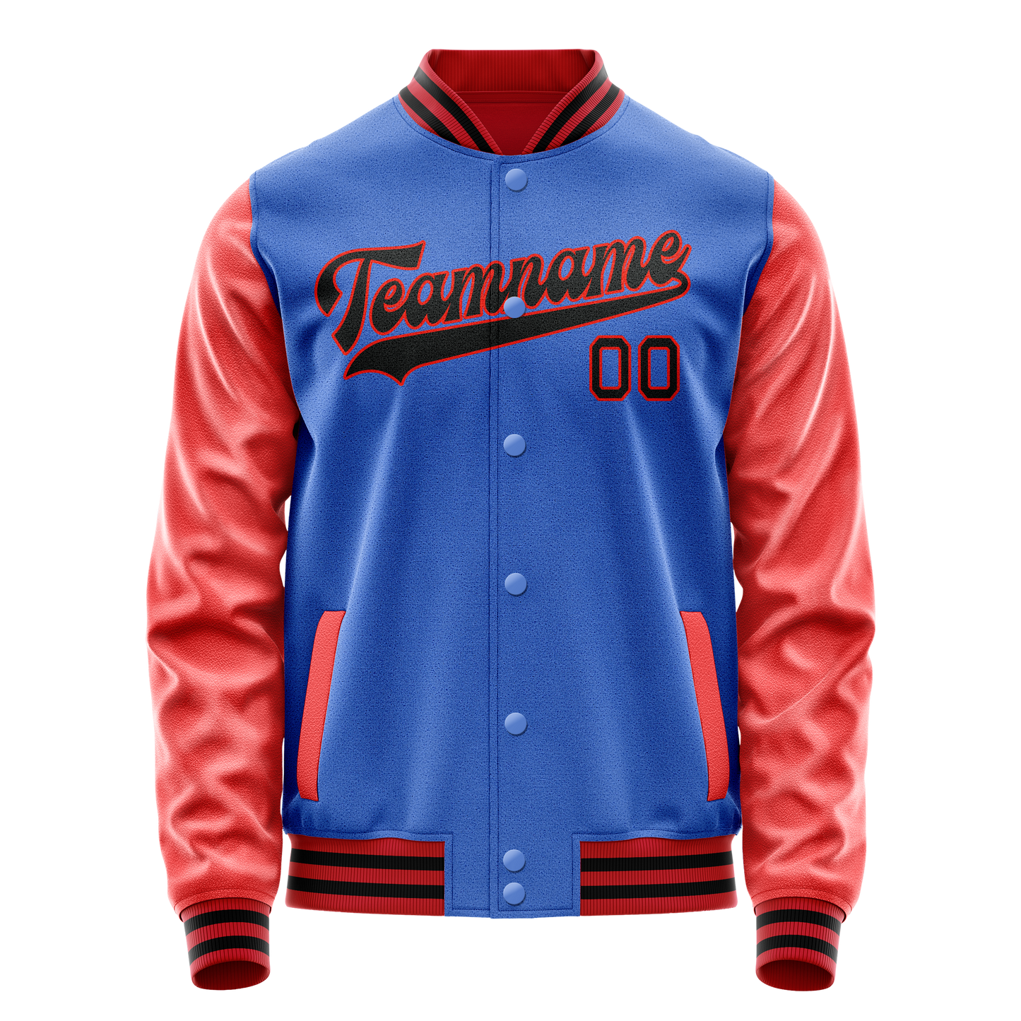 Custom Electric-Blue Orange Solid Color Varsity Letterman Jacket