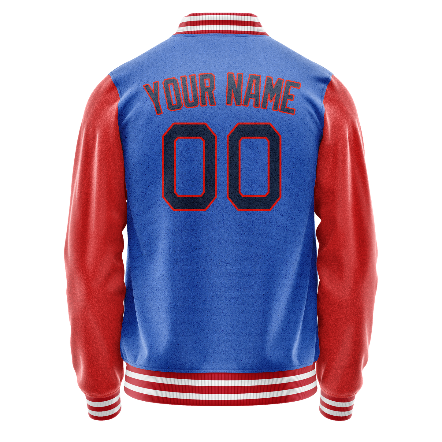 Custom Electric-Blue Orange Solid Color Varsity Letterman Jacket