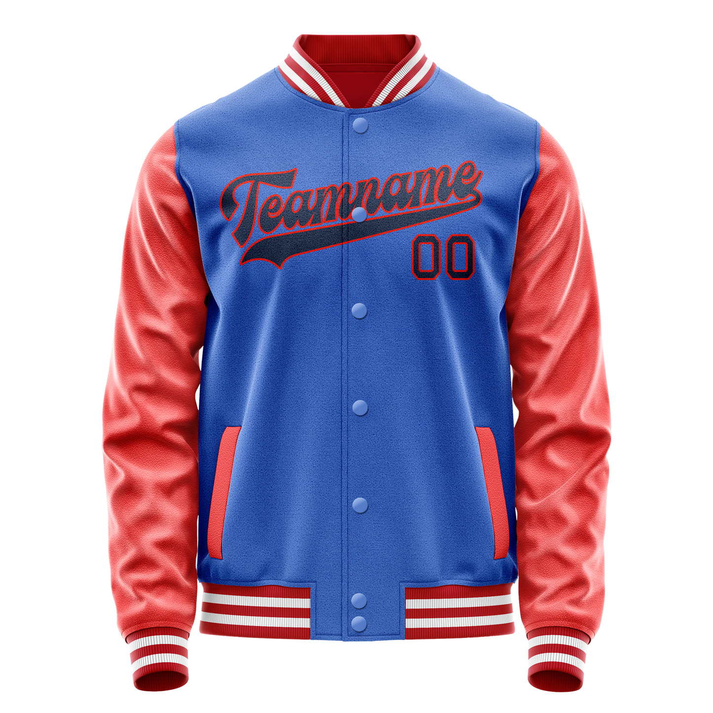 Custom Electric-Blue Orange Solid Color Varsity Letterman Jacket