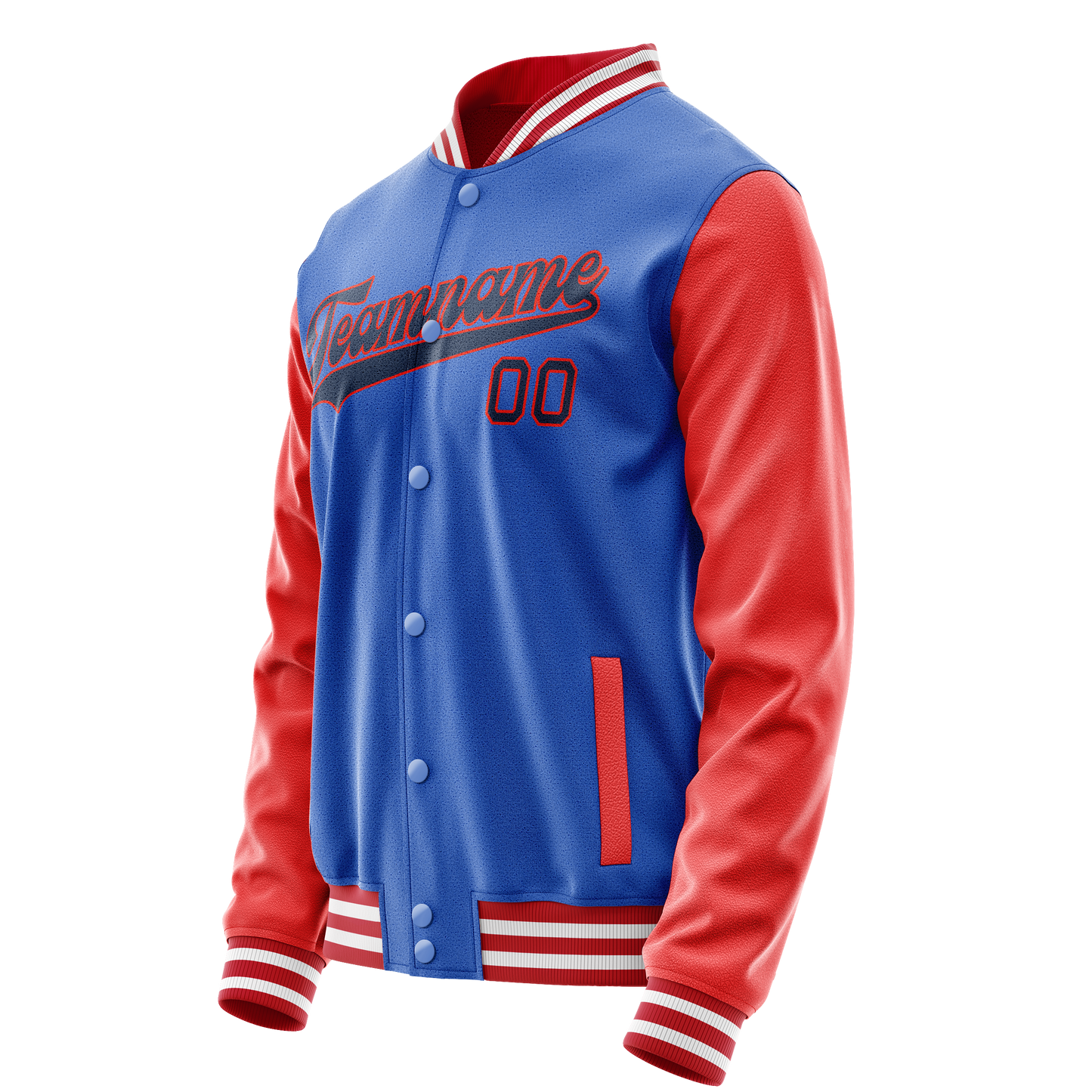 Custom Electric-Blue Orange Solid Color Varsity Letterman Jacket