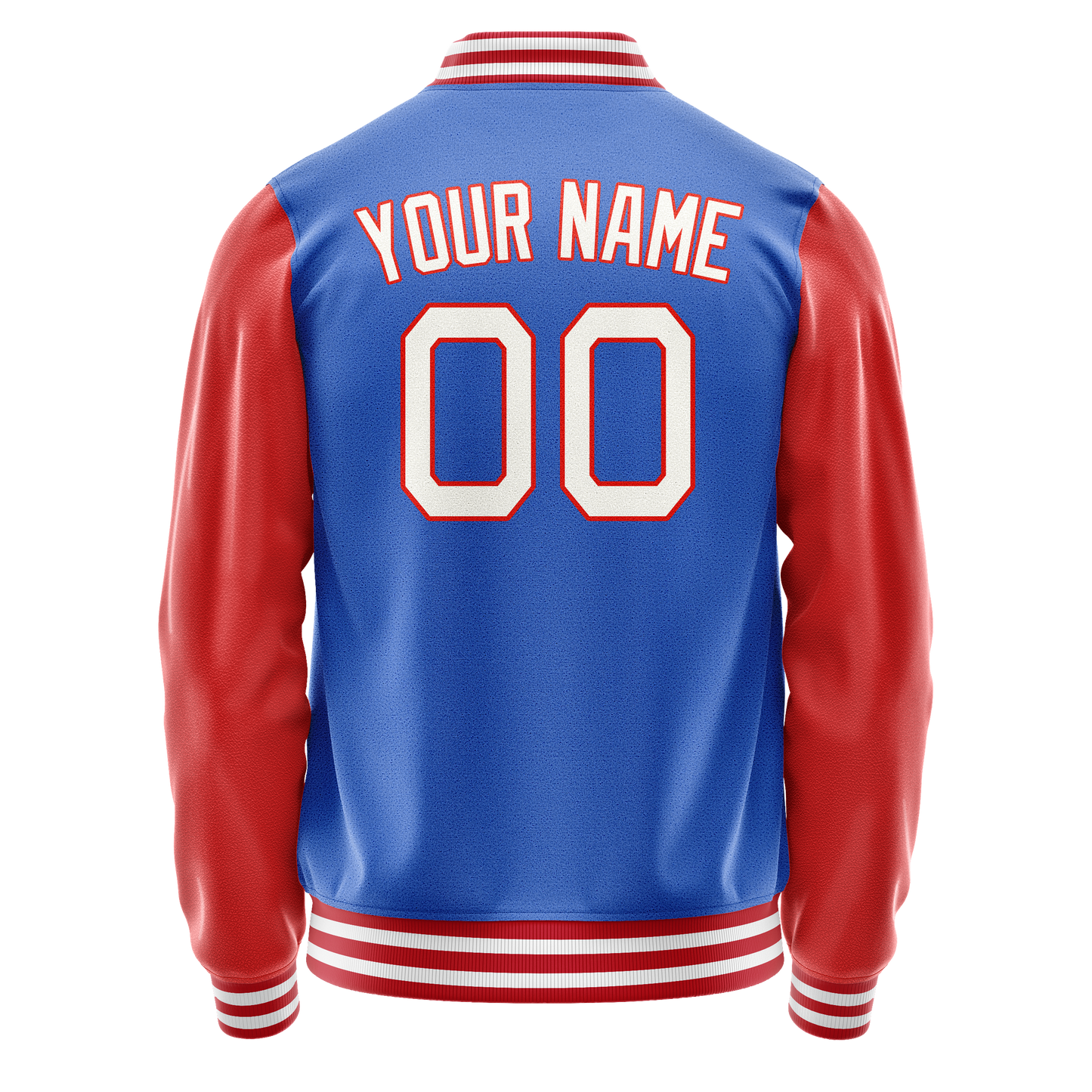 Custom Electric-Blue Orange Solid Color Varsity Letterman Jacket
