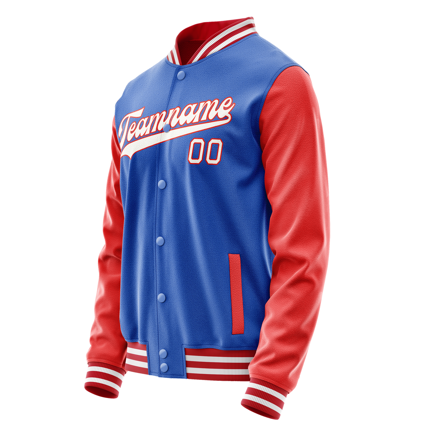 Custom Electric-Blue Orange Solid Color Varsity Letterman Jacket