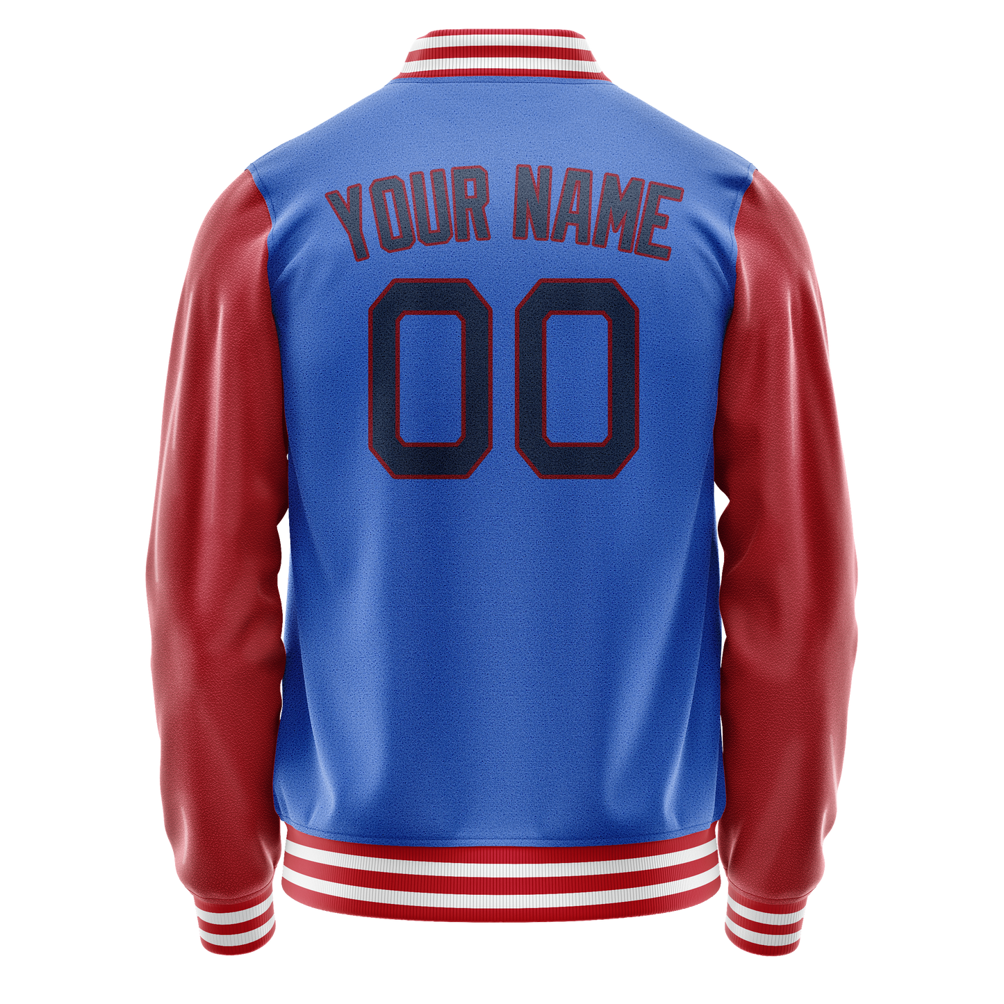 Custom Electric-Blue Texas-Orange Solid Color Varsity Letterman Jacket