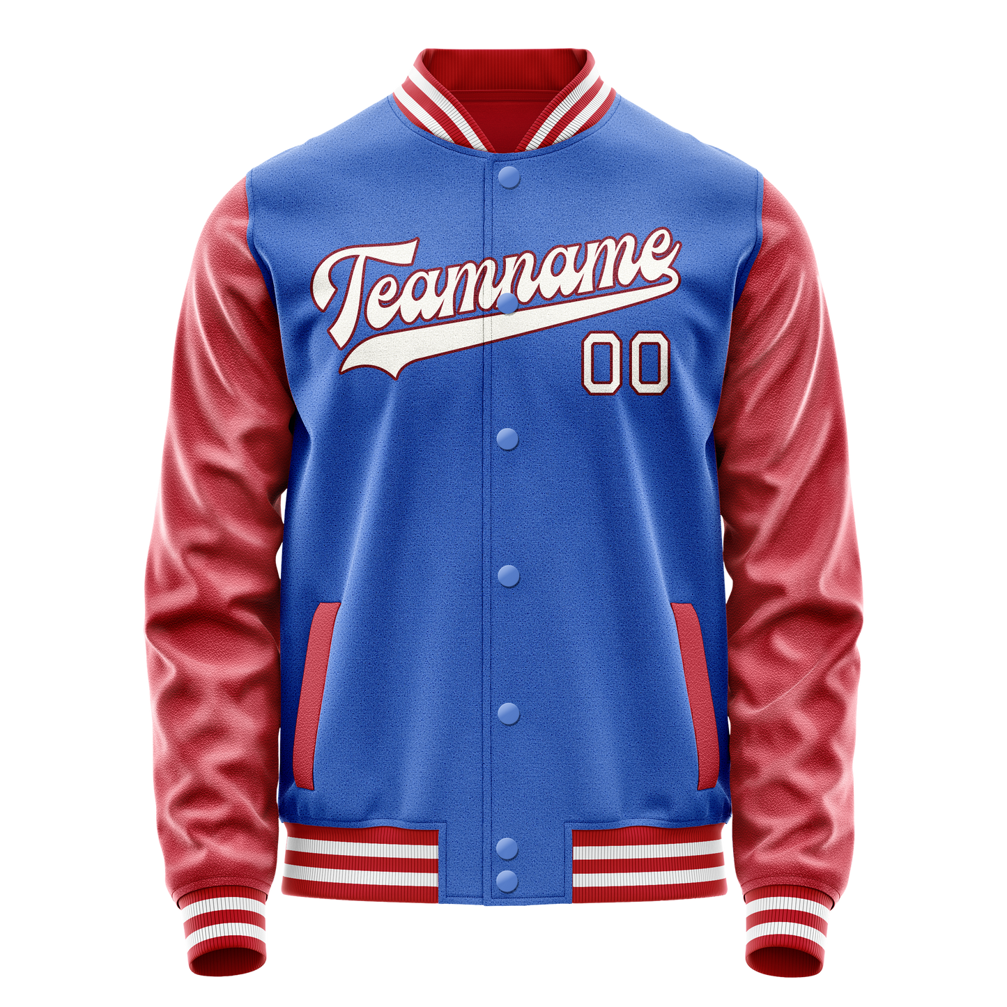 Custom Electric-Blue Crimson Solid Color Varsity Letterman Jacket