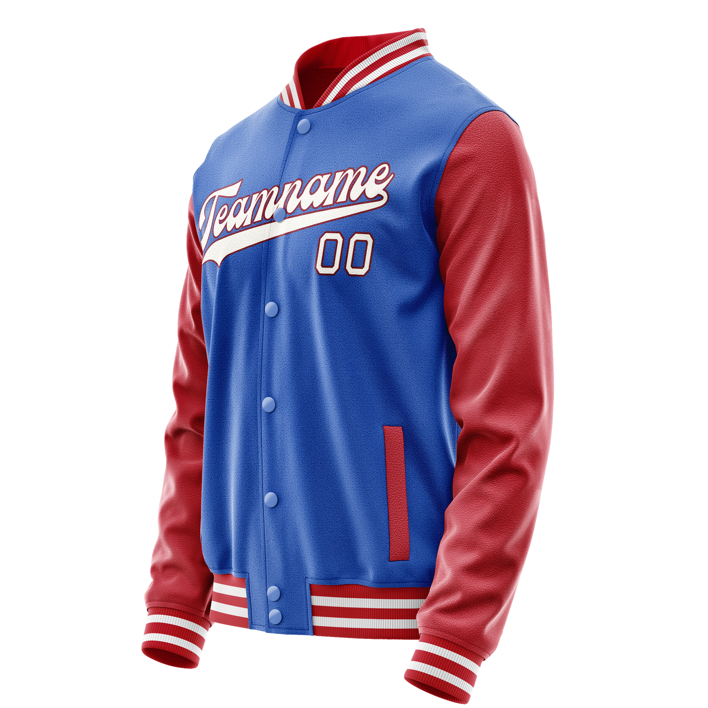 Custom Electric-Blue Crimson Solid Color Varsity Letterman Jacket