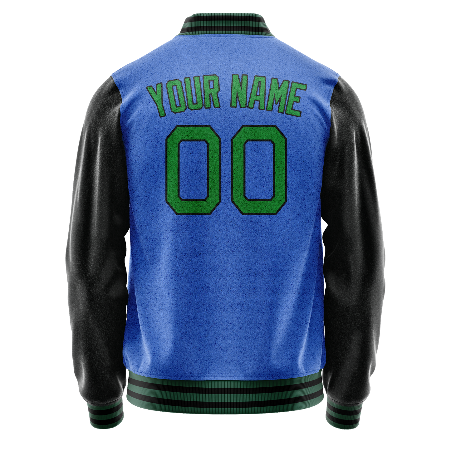 Custom Electric-Blue Neon-Green Solid Color Varsity Letterman Jacket