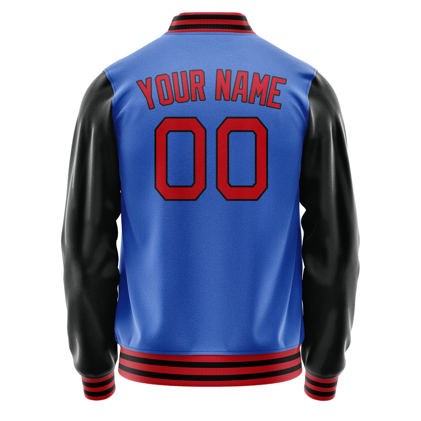 Custom Electric-Blue Black Solid Color Varsity Letterman Jacket