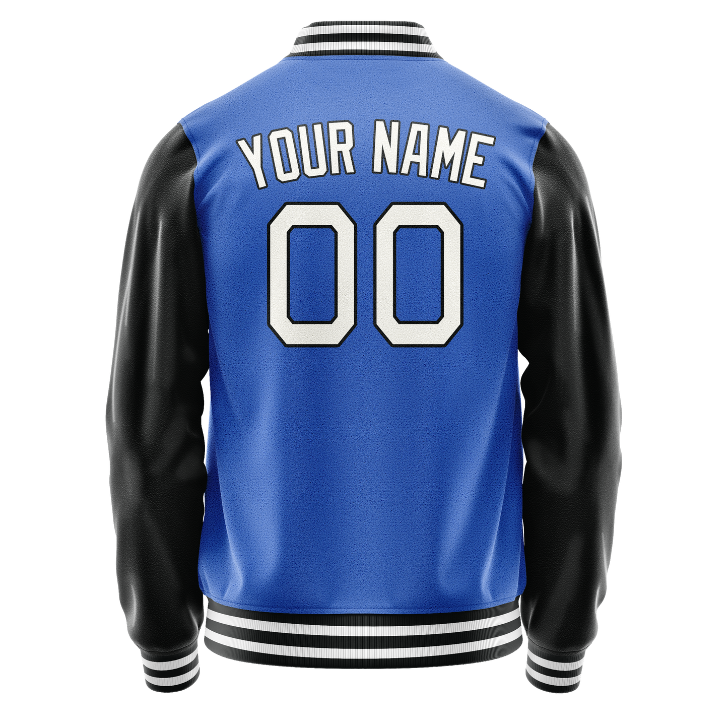 Custom Electric-Blue White Solid Color Varsity Letterman Jacket