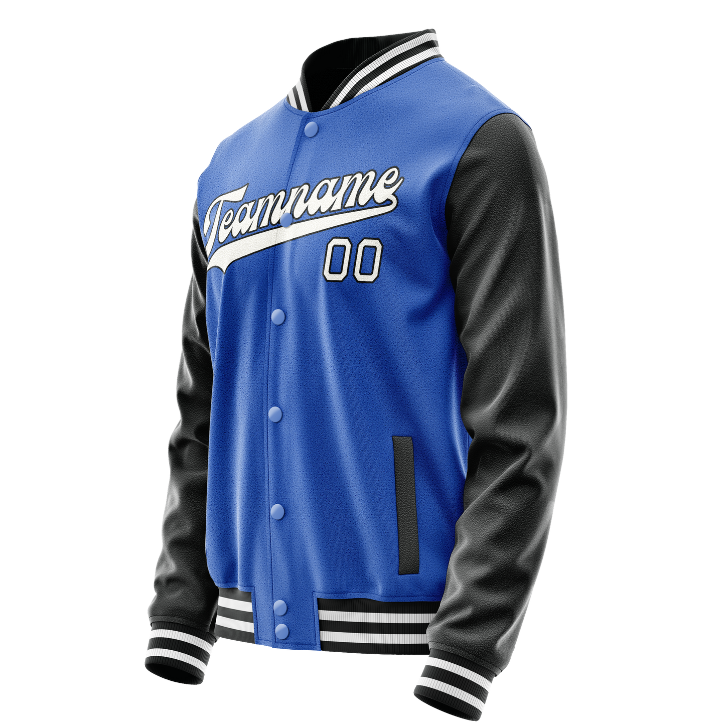 Custom Electric-Blue White Solid Color Varsity Letterman Jacket