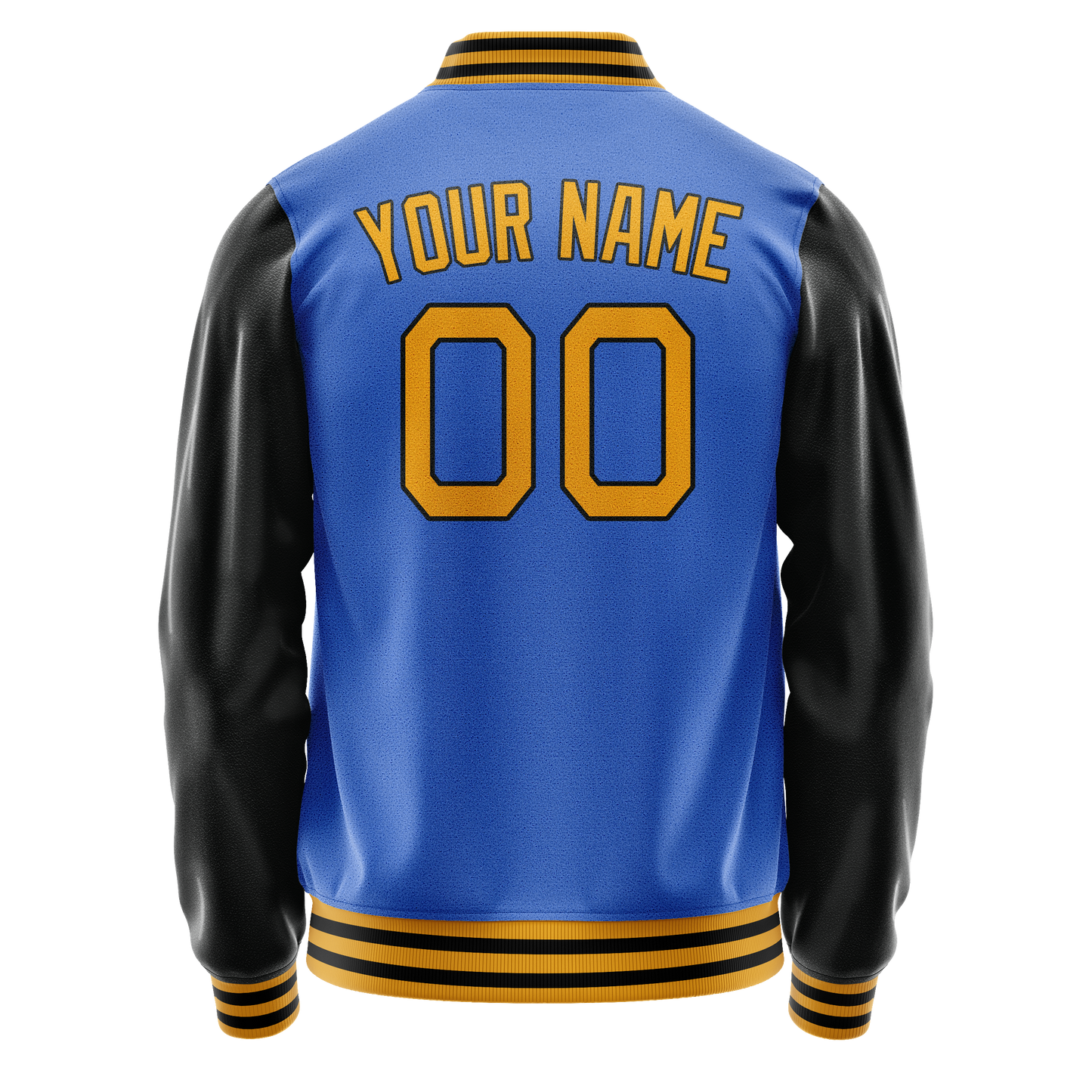 Custom Electric-Blue Old-Gold Solid Color Varsity Letterman Jacket