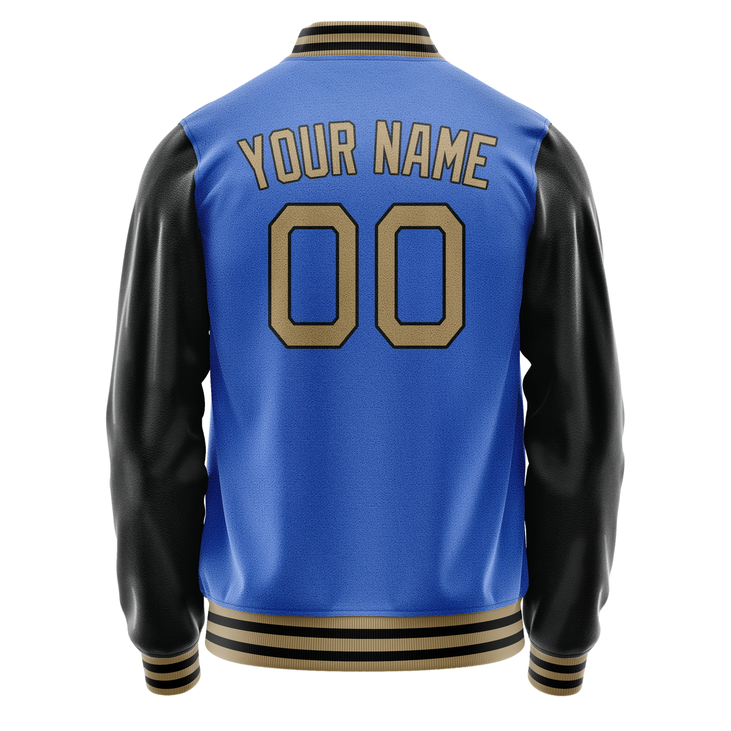 Custom Electric-Blue Black Solid Color Varsity Letterman Jacket