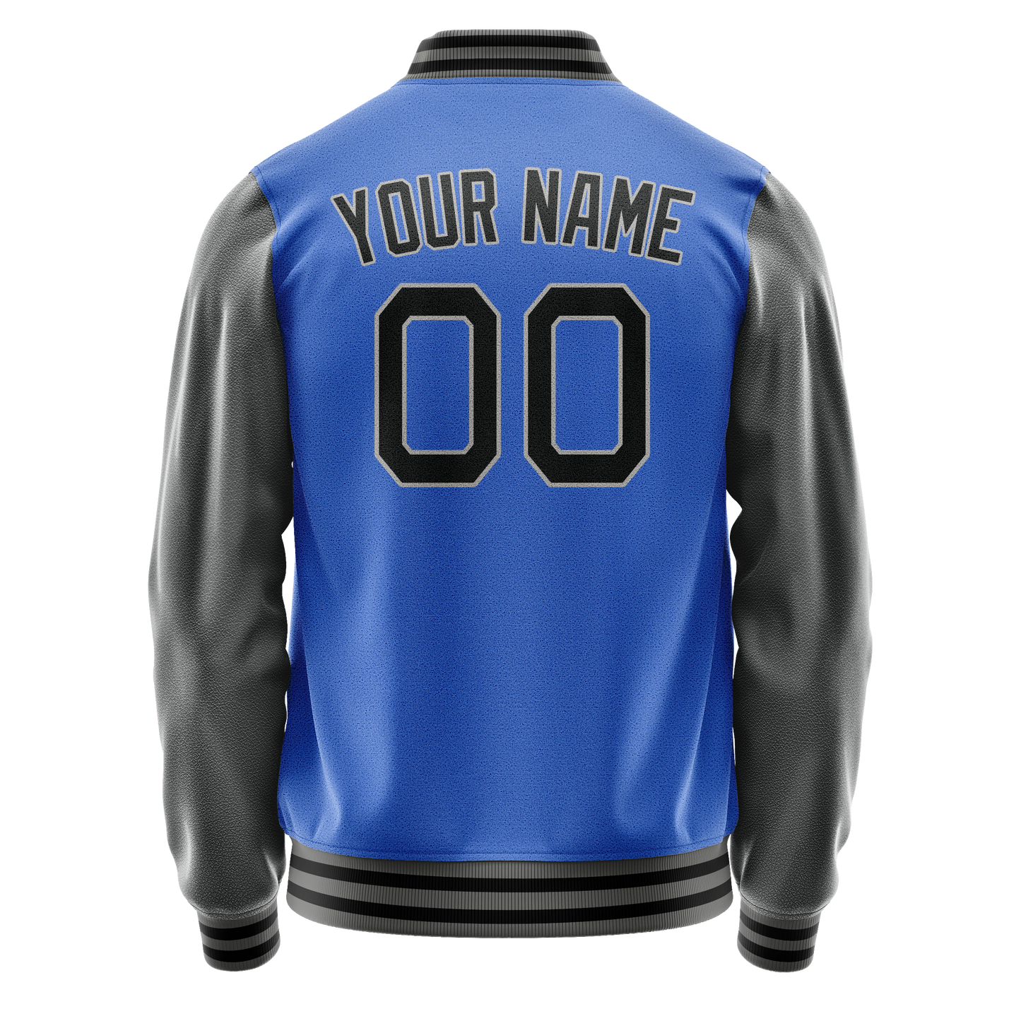 Custom Electric-Blue Gray Solid Color Varsity Letterman Jacket