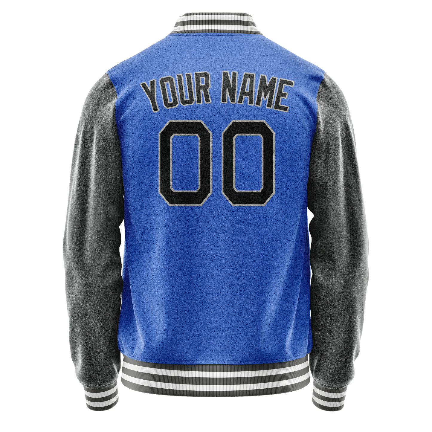 Custom Electric-Blue Gray Solid Color Varsity Letterman Jacket