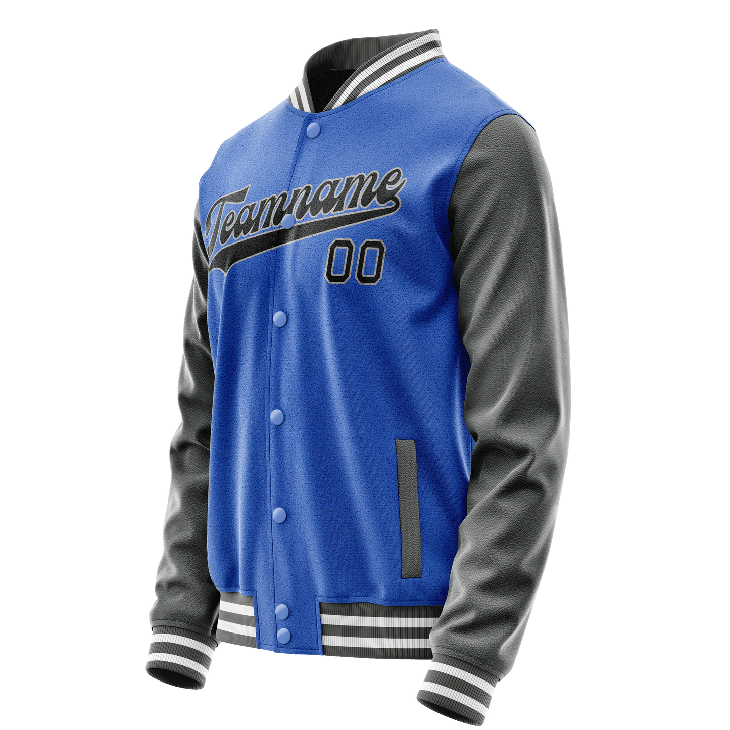 Custom Electric-Blue Gray Solid Color Varsity Letterman Jacket