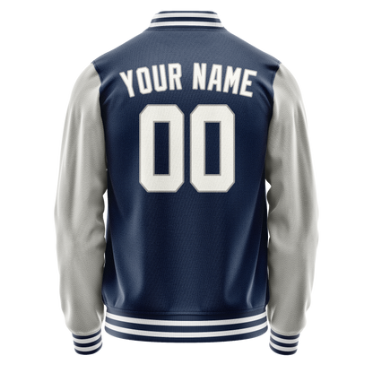 Custom Royal Gray Solid Color Varsity Letterman Jacket