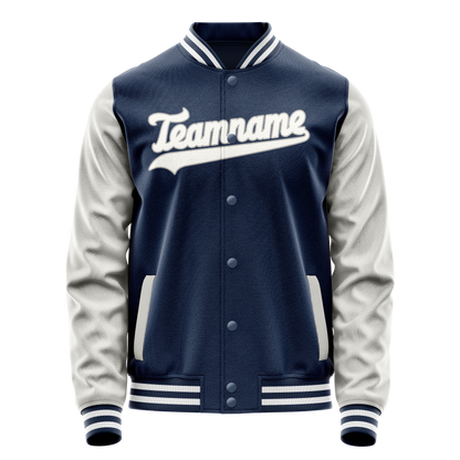 Custom Royal Gray Solid Color Varsity Letterman Jacket