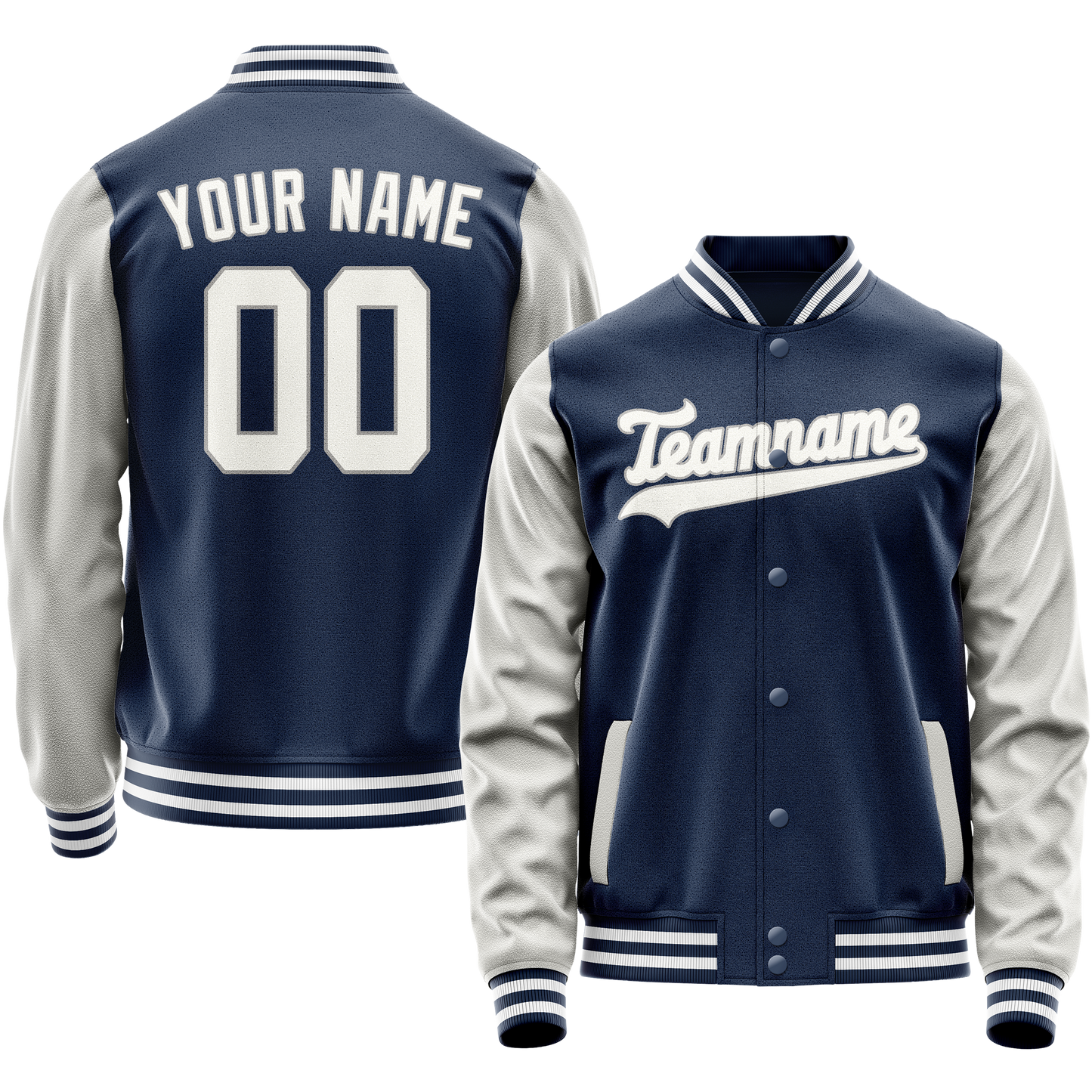 Custom Royal Gray Solid Color Varsity Letterman Jacket